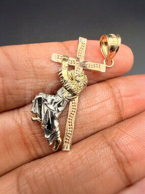 14K Tri Color Gold Religious Pendant